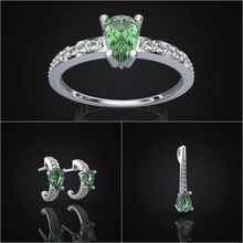 définissez le style propre à la poire bijoux de l'anneau des boucles d'oreilles pendentif joyau setjewel ensemble diamant d'autres 3d print model - Mito3D