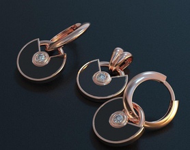 ayarlamak of şık küpe a kolye taş 473 3dprinted tasarım moda altın mücevher takı yazdır yazdırılabilir baskı prototip oluşturma yüzük yüzükler gümüş 3d print model - Mito3D