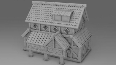 conjunto estilizado Vila 5 modelo desenho animado casa construção lenha feno 3dmodels 3dprinting jogos brinquedos 3d print model - Mito3D