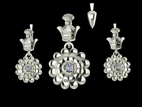 impostato girasoli pendente orecchino gioielleria lusso stampabile argento corona moda manette 3d print model - Mito3D