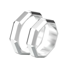 zwei geometrische Facetten gemeißelt ring 3d-Druck Modell Schmuck 3d modern Hochzeit engagement band unkonventionelle symmetrisch ziseliert bedruckbar ist Juwel design Mode Silber Stil sterling Form Ringe 3d print model - Mito3D