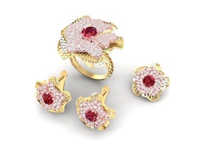 conjunto ultra visión 55 joyería joya moda accesorios oro diamante mujer diseño anillos 3d print model - Mito3D