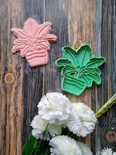 conjunto 4 cortantes plantas floral Galleta galletitas naturaleza flor planta maceta árbol mamá madre dia cortante cortador galleta pasta masa fondant reposteria 3d pasteleria panaderia pasatiempo bricolaje diy 3D print model - Mito3D