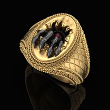 resolvido anel joalheria gema ouro moda esterlina prata jóia jóias Sombrio monstro garras pata argolas 3d print model - Mito3D