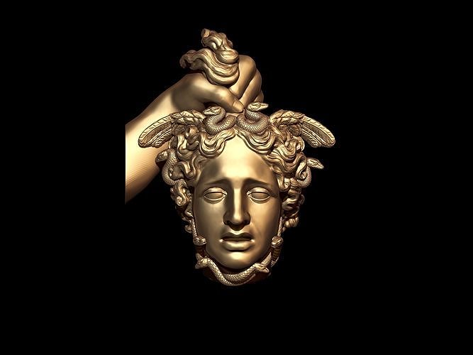 severed head medusa jewelry jewellery gold silver zbrush sculpting 3D print model - Mito3D