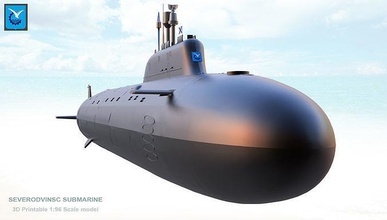 severodvinsk submarine 3d print model russian multi purpose atomic military weapon nuclear war k 560 ballistic missile hobby diy warship warcraft 3d print model - Mito3D