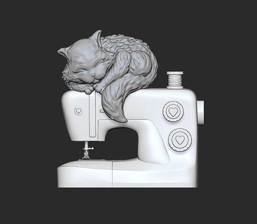 dikiş makine Yavru kedi orijinal Sanat gato küçük makinesi terzi meslek hediye oyuncak deko Regalo dikmek anne Abuela Aşk detaylı ev dekor 3d print model - Mito3D