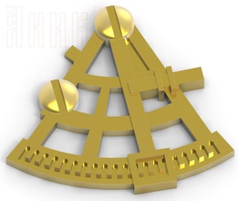 sextant dispositif icône symbole voile art pièces monnaie badges 3d print model - Mito3D