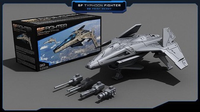 sf typhon combattant 3d impression modèle avion véhicule militaire vaisseau spatial vol imprimable jeux jouets planche 3d print model - Mito3D