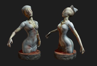 sh nurse art sculpture figure woman body printing printable silenthill figurine sculptures 3d print model - Mito3D