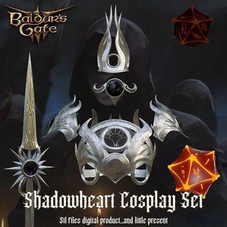 shadowheart cosplay set baldurs gate 3 dungeon fantasy dragons dungeons dnd game rpg tabletop bg3 games toys armor spear jewelry accessories 3d print model - Mito3D
