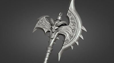 shadowmourne axe lichking wow wotlk warcraft sword arthas warrior knight weapon shield zbrush 3dprint game bladed armor battle mmorpg crusader games toys accessories 3d print model - Mito3D