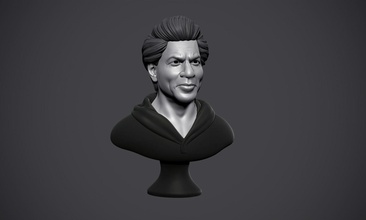 Shahrukh kan busto escultura estatua cabeza cara bollywood cha rukh indio actor famoso Rico dubai Bombay baadshah celebridad retrato Arte esculturas 3d print model - Mito3D