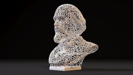shakespeare bust williams sculpture poet playwright statue decorative dramatist architectural decoration art home figure wireframe voronoi decor lamp wire 3d print model - Mito3D