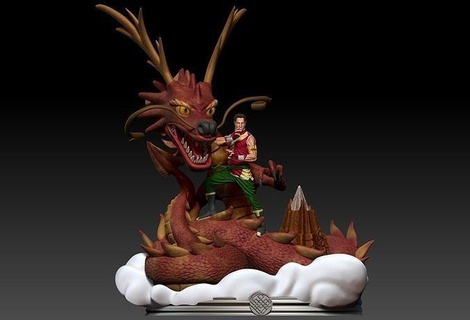 shang chi dragon diorama - marvel chinese mandarin avengers mcu rings legend master kung fu eternals iron fist art sculptures 3d print model - Mito3D