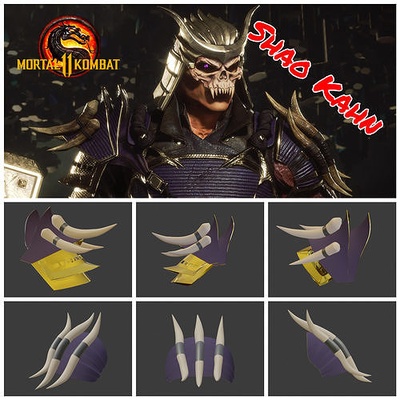 shao kahn espalda mortal kombat 11 máscara casco armadura hombro cosplay mk11 mkx mk9 kombat forma escorpión cero ermac fumar lluvia reptil moda 3d print model - Mito3D