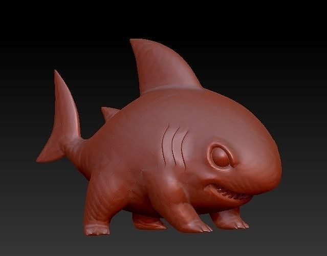 shark cute 4leg animal toy art sculptures 3D print model - Mito3D