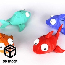 shark baby print in place pip toy flex kids kid play game animal flexible 3dtroop games toys 3d print model - Mito3D