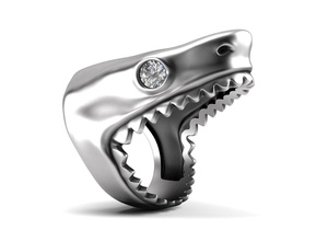 requin attaque bague or bijoux argent mâchoires imprimable impression anneaux 3d print model - Mito3D