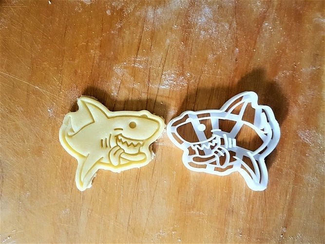 shark cookie cutter fish sea ocean nature animal protonik cookies biscuit gingerbread baked bakery baking kitchen dining house 3D print model - Mito3D