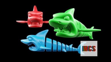 tubarão flex brinquedo impressão 3d liquidificador flexi flexível animal bebê criança articulado jogos brinquedos 3d print model - Mito3D