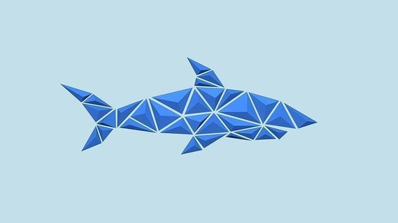 shark geometric panel - animal minimalist decoration painting creative printable minimalism decorative cute megalodon giant huge sea ocean art 3d print model - Mito3D