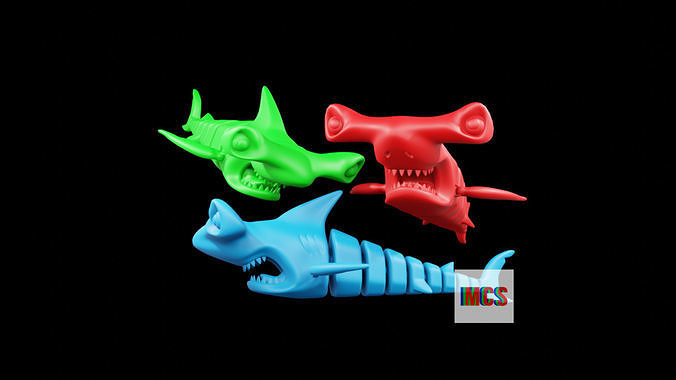 tubarão martelo ouvido flex brinquedo impressão 3d liquidificador flexi flexível animal bebê criança articulado jogos brinquedos 3D print model - Mito3D