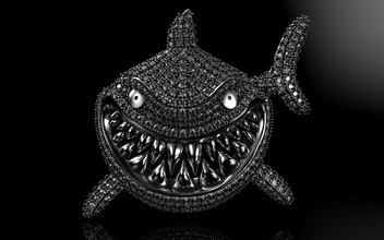 requin collier pendentif diamants diamant 6ix9ine gangsta bijoux mer poisson chasseur colliers 3d print model - Mito3D