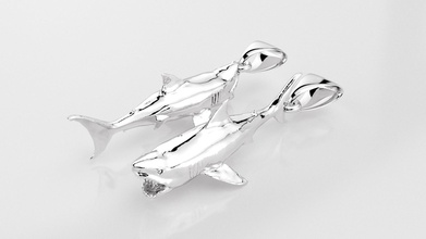 shark pendant jewelry chain jewel jewellery gold silver animal nature ocean platinum pendants 3d print model - Mito3D