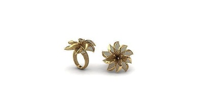 sharp flower electro-fusion fashion ring gold prinable jewel jewelery jewellery engagement beauty art solitare ready apperal work turky turkish italy italian jewelry rings 3d print model - Mito3D