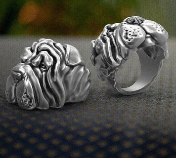 sharpei head ring 3d model 3d printing 3d print model sharpei head ring rings jewelry jewel jewellry silver printable dog animal sterling jewellery platinum body necklace brilliant fashion ring fashion beauty  3d print model - Mito3D
