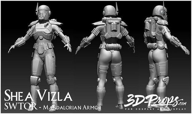 shea vizsla rüstung swtor 3d dateien shae mandalorianer krieg sterne helm mando paz cosplay beskar darth malgus jedi sith kopfgeldjäger mode 3d print model - Mito3D