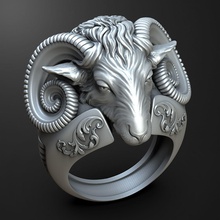 ovelhas anel de cabeça impressão 3d do modelo jóias a imprimir anéis 3d print model - Mito3D