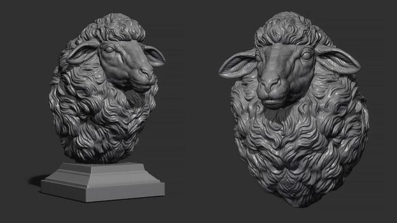 mouton tête bélier zodiaque mouflon art sculpture statue animal nature figure fourrure imprimable cnc bijoux pendentifs mammifère sculptures RAM 3d print model - Mito3D