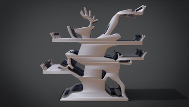 shelf deer ornaments house chair office living table dinning furniture furnitures interior pieces art tool modern woog wooden armchair kitchen set seating dining room classic 3d print model - Mito3D