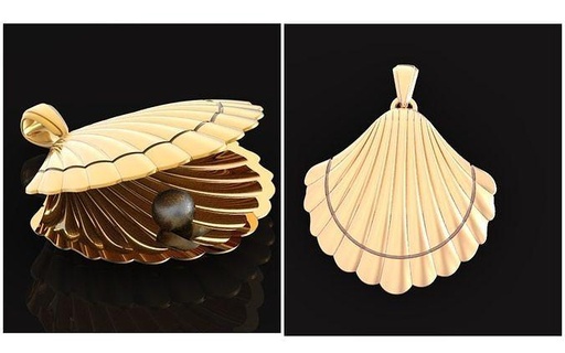 shell pendant pearls 569 pearl sea ocean nature jewelry plant gold pendentif coquillage avec perles perlen ciondolo conchiglia 3d 3dshell pendants 3d print model - Mito3D
