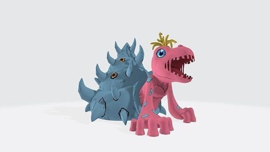 conchiglia dinosauro digimon mostro anime cartone animato 3dmodel giochi giocattoli 3d print model - Mito3D