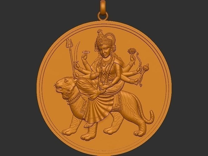 sherawali olho arte Projeto escultura imprimível interior estátua pendente moeda loket Durga jaimatadi Deus ganesha Buda sherowali ouro moderno personagem joalheria esculturas 3D print model - Mito3D