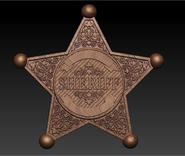 sheriff badge 3 pack 3d model art ornate design wood rococo cnc gallery sculptures decoration uniform cop west jewelry coins badges 3d print model - Mito3D