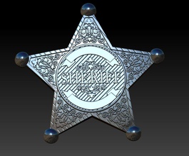 sheriff badge art ornate design wood cnc gallery 3d sculptures decoration uniform cop west jewelry coins badges model stereolithography 3d print model - Mito3D