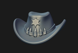 sheriff-Hut Kunst 3d Charakter Kleidung halloween hat Kopfschmuck Helm Modelle Requisiten sheriff Anzug top verschiedene west western wild drucken bedruckbar ist low poly Skulpturen 3d print model - Mito3D