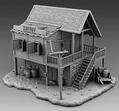 sheriff house wild west wildwest exterior interior building old ruin village 3dprinting 3d 3dmodels printing 3dmodelsfor3dprinting games toys 3d print model - Mito3D