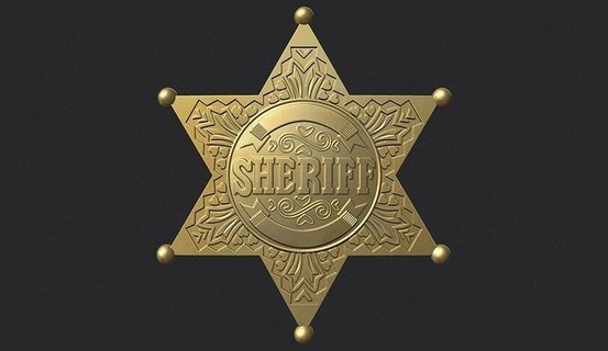 sceriffo stella distintivo 2 ufficiale scudo uniforme legale Armi armatura occidentale giustizia emblema ovest legge selvaggio americano crimine polizia arte segni loghi 3d print model - Mito3D