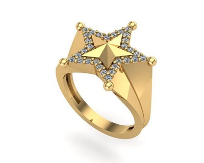 sheriff star ring jewelery jewellery star starring diamond gold design fashion silver men ring engagement jewelry rings jewelry rings diamond ring fashion design  3d print model - Mito3D