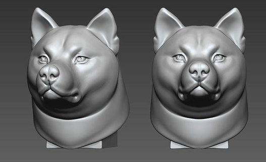 shiba inu dessin animé stylisé gréé mignonne chien toon mammifère animaux chiot art sculptures 3d print model - Mito3D