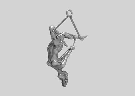 shibari pendente arte uomo figurina corpo movimento argento elegantesospensione gioielleria ciondoli uomo corpo arte 3d print model - Mito3D