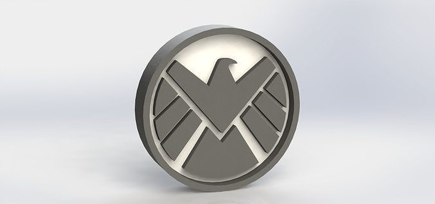 shield logo plaque marvel plane letters font games toys gadgets taiced art coins badges 3d print model - Mito3D