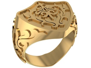 scudo a forma di anello maschio gioielli vecchio stile armeno sigillo ornamenti attempato anelli shield armatura montato uomini argento attacco 3d print model - Mito3D