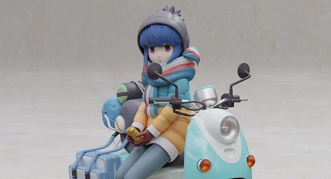 shima rin yuru campo 3d Stampa figurina anime figura resina plasitc dlp fdm sla bicicletta ciclomotore motore veicolo cartone animato carattere bagaglio occhio base diorama arte sculture 3D print model - Mito3D