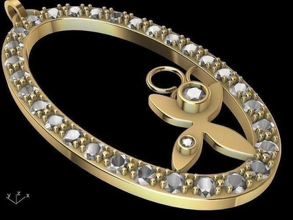 leuchtenden Schmetterling Diamant Anhänger stl verifiziert Schmuck druckbar Ring Mode Prototyp entwickeln 3d cad stilvoll Design Gold jali Designer Oval 3d print model - Mito3D